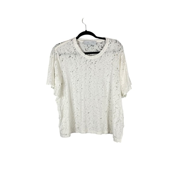 IRO Jeans Grayle Distressed White Cotton Tee Shirt Size M - Picture 2 of 9